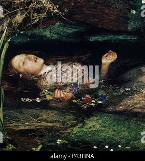 "Ophelia" (Detail), 1851-1852, Öl auf Leinwand. Autor: John Everett Millais (1829-1896). Lage: Tate Gallery, London, England. Stockfoto