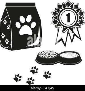 Schwarz und Weiß Cat Care poster Silhouette Stock Vektor