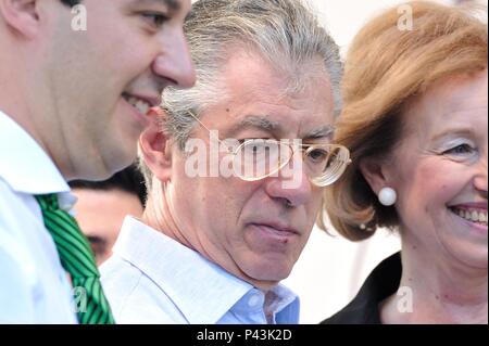 Umberto Bossi, Letizia Moratti, Matteo Salvini während der Lega Nord treffen in Milano 13-05-2011 Stockfoto