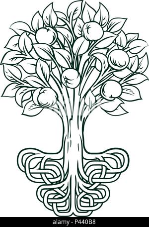 Apple Tree Wurzeln Konzept Stock Vektor