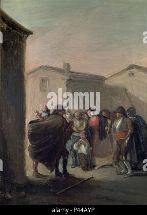 EL GALLEGO DE LOS CURRITOS - 1830-OLEO/LIENZO - 32 x 25 cm. Autor: Leonardo Alenza y Nieto (1807-1845). Lage: Museo del Prado - PINTURA, SPANIEN. Stockfoto
