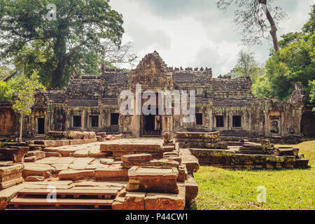 Alte und majestätischen Tempel Preah Khan. Großer Kreis von Angkor, Siem Reap, Kambodscha. Stockfoto