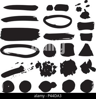 Hand Zeichnung rot trianlges, Anschläge, blots, Kreise, Quadrate. Doodle style Bürsten. Satz von Hand gezeichnete Skizze scribble Formen auf weißem Hintergrund. Dood Stock Vektor