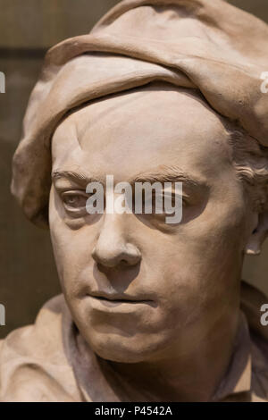 Terrakotta Statue von William Hogarth von Louis Francois Roubiliac datiert 1741 Stockfoto