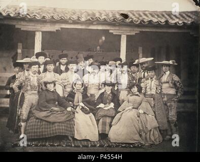 GRUPO DE ARISTOCRATAS CON TOREROS-S XIX. Autor: Anonym. Lage: Biblioteca Nacional - COLECCION, MADRID, SPANIEN. Stockfoto