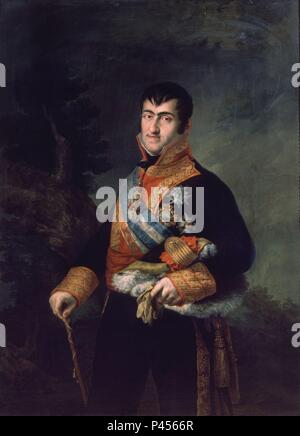 RETRATO DE FERNANDO VII - SIGLO XIX. Autor: Vicente Lopez Portaña (1772-1850). Lage: MINISTERIO DE HACIENDA - COLECCION, MADRID, SPANIEN. Stockfoto