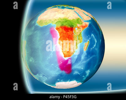 Abbildung: Namibia als aus der Umlaufbahn der Erde am späten Abend gesehen. 3D-Darstellung. Elemente dieses Bild von der NASA eingerichtet. Stockfoto