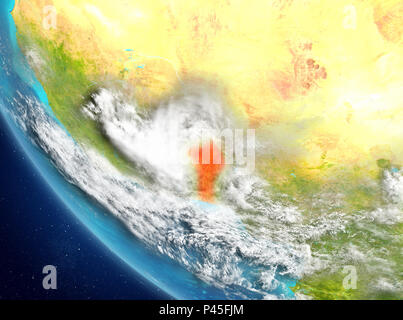 Benin aus dem Orbit des Planeten Erde mit sehr detaillierte Oberflächenstrukturen. 3D-Darstellung. Elemente dieses Bild von der NASA eingerichtet. Stockfoto