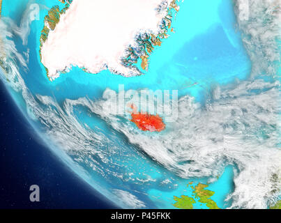 Island aus dem Orbit des Planeten Erde mit sehr detaillierte Oberflächenstrukturen. 3D-Darstellung. Elemente dieses Bild von der NASA eingerichtet. Stockfoto