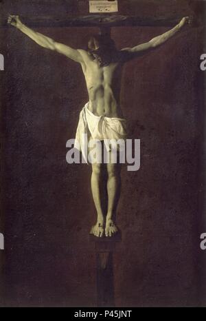 Christus am Kreuz - 17. Jahrhundert - Öl auf Leinwand. Autor: Francisco de Zurbaran (C. 1598-1664). Lage: das Museo DE BELLAS ARTES - CONVENTO DE LA MERCED CALZAD, Sevilla, Sevilla, Spanien. Auch als: CRISTO DE LA MISERICORDIA bekannt. Stockfoto