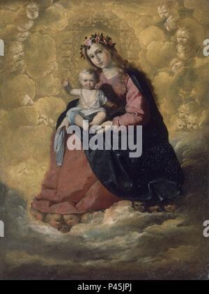 VIRGEN DEL ROSARIO - SACRISTIA DE LA CAPILLA DE LOS CALICES - SIGLO XVII - BARROCO ESPAÑOL. Autor: Francisco de Zurbaran (C. 1598-1664). Lage: CATEDRAL - INTERIEUR, Sevilla, Sevilla, Spanien. Stockfoto