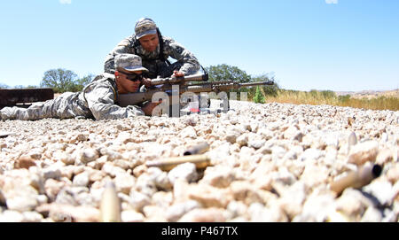 Soldaten des 1.BATAILLON, 294 Infanterie Regiment Guam Army National Guard die M110 semi-automatischen Sniper system Sniper Training während der Exportierbaren Kampftraining Fähigkeit Übung durchzuführen 13. Juni im Camp Roberts, Kalifornien nutzen. XCTC konzentriert sich auf Komplett Instrumental- und realistische gemeinsame Aus- und Fortbildung Platoon & Unternehmen Ausbildung Kenntnisse in Abstimmung mit der ersten Armee zu zertifizieren. Kommandanten und Führungskräfte beurteilen ihre Soldaten Stärken und Schwächen während ein Video Review Sitzung nach der Ausbildung, die in ihrem Heimatland ihre Deutschkenntnisse Aids als Einzelperson, Team, platoon, Einheit und der Feuerwehr. Stockfoto