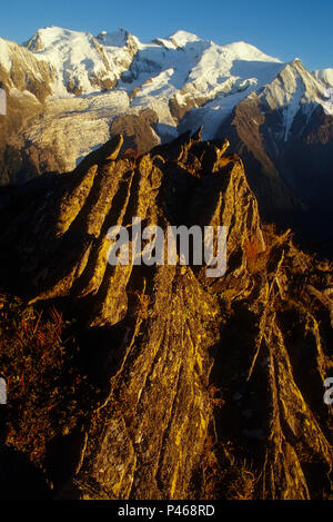 Abendlicht auf den Mont Blanc liegt, wie von Le Brevent, Chamonix gesehen Stockfoto