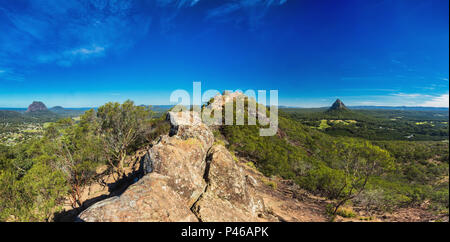 Blick vom Gipfel des Mount Ngungun, Glas Haus Berge, Sunshine Coast, Queensland, Australien Stockfoto