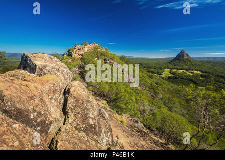 Blick vom Gipfel des Mount Ngungun, Glas Haus Berge, Sunshine Coast, Queensland, Australien Stockfoto