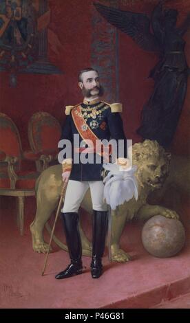 RETRATO DEL REY Alfonso XII - 1884. Autor: José Casado del Alisal (C. 1830-1886). Lage: PALACIO REAL - PINTURA, MADRID, SPANIEN. Stockfoto