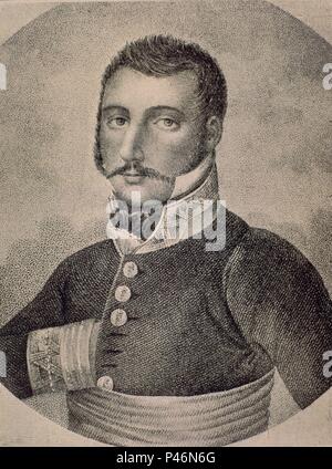 ANTONIO FUSCO (1784-1841) MILITAR ESPAÑOL, PROTAGONISTAJUNTO EIN RAFAEL DE RIEGO DEL LIBERALE LEVANTAMIENTO DE 1820. Lage: Biblioteca Nacional - COLECCION, MADRID, SPANIEN. Stockfoto