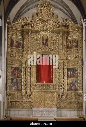 CAPILLA DEL SAGRARIO - RETABLO DE LA VIRGEN DE LOS REMEDIOS. Autor: Manuel Penedo (17.Jh.). Lage: Catedral, La Laguna, Teneriffa, SPANIEN. Stockfoto