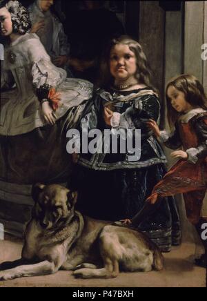 LA ENANA MARIBARBOLA - las mejores DE LAS MENINAS O LA FAMILIA DE FELIPE IV - 1656-OLEO/LIENZO - BARROCO - ESPAÑOL - CONJUNTO 401-NP 1174. Autor: Diego Velázquez (1599-1660). Lage: Museo del Prado - PINTURA, MADRID, SPANIEN. Stockfoto