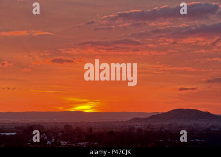 Sonnenuntergang über Somerset, England, UK. Stockfoto
