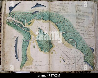 CARTA TOPOGRAFICA DEL PERU - RUTAS DEL PACIFICO. Lage: Museo Naval / MINISTERIO DE MARINA, MADRID, SPANIEN. Stockfoto