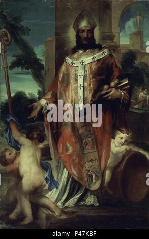 SAN NICOLAS DE BARI - SIGLO XVII/XVIII. Thema: Clemente de Torres (C. 1662-1732). Lage: das Museo DE BELLAS ARTES - CONVENTO DE LA MERCED CALZAD, Sevilla, Sevilla, Spanien. Stockfoto