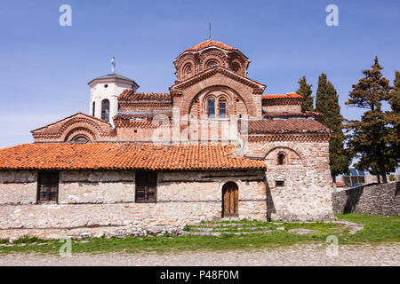 Ohrid, Republik Mazedonien: Heilige Mutter Gottes Peribleptos (1295), eine der ältesten Kirchen in der zum UNESCO-Weltkulturerbe gehörenden Altstadt von Ohrid aufgeführt Stockfoto