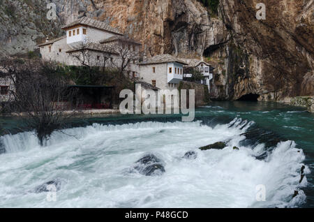 Tekija - Derwisch Haus und Buna Fluss Frühling, Blagaj, Bosnien und Herzegowina Stockfoto