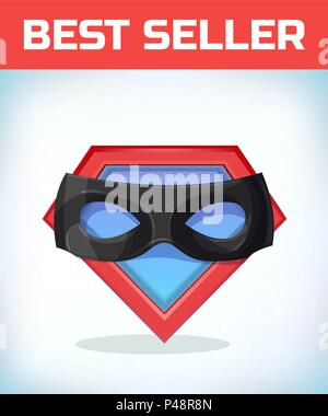 Superhelden icon-Superhelden-Logo. Super Hero Schild mit Maske. Maskerade kostüm Kopfschmuck. Karneval oder Halloween Mask. Cartoon Vector Illustration. Stock Vektor
