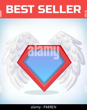 Superhelden icon-Superhelden-Logo. Super Hero Schild mit Angel Wings. Maskerade Kostüm. Karneval oder Halloween Cartoon Vector Illustration. Stock Vektor