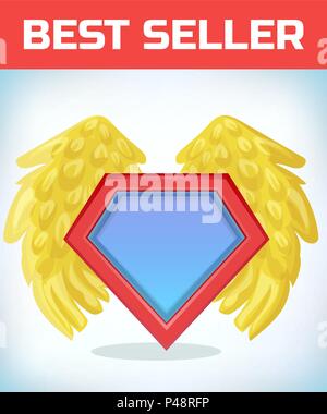 Superhelden icon-Superhelden-Logo. Super Hero Schild mit Angel Wings. Maskerade Kostüm. Karneval oder Halloween Cartoon Vector Illustration. Stock Vektor