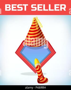 Superhelden icon-Superhelden-Logo. Super Hero Schild mit dem Geburtstag hat und das Rohr an. Maskerade kostüm Kopfschmuck. Karneval oder Halloween Cartoon Vektor illu Stock Vektor