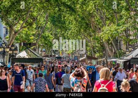 Rambla Fußgängerzone, Barcelona, Katalonien, Spanien Stockfoto