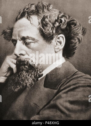 Charles John Huffam Dickens, 1812 - 1870. Englischer Schriftsteller und Gesellschaftskritiker. Nach einer zeitgenössischen Print. Stockfoto