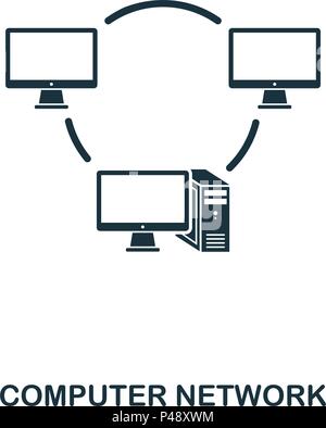 Computer Symbol "Netzwerk". Line Style Icon Design. UI. Abbildung: Computer Symbol "Netzwerk". Piktogramm isoliert auf Weiss. Fertig in web design, Anwendungen, Software, Druck verwenden. Stock Vektor