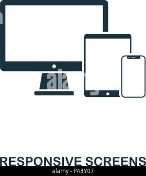 Reaktionsschnelle Bildschirme Symbol. Line Style Icon Design. UI. Abbildung: responsive Bildschirme Symbol. Piktogramm isoliert auf Weiss. Fertig in web design, Anwendungen, Software, Druck verwenden. Stock Vektor