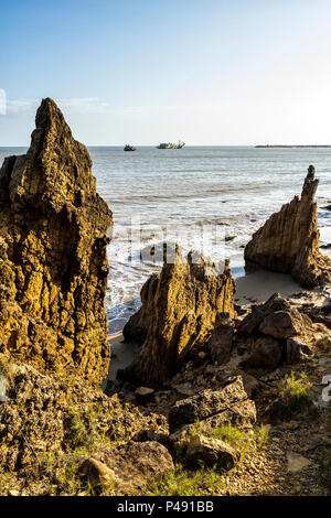 Felsformation in Las Piedras de Martin Strand (Playa Las Piedras de Martin). La Vela de Coro, Falcon, Venezuela. Stockfoto