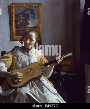 Niederländische Schule. Der Gitarrist. Öl auf Leinwand (53 x 46,3 cm). London, Kenwood House/Iveagh Bequest Sammlung. Autor: Jan Vermeer (1632-1675). Lage: KENWOOD HOUSE/KOL IVEAGH BEQUE, LONDON, ENGLAND. Stockfoto