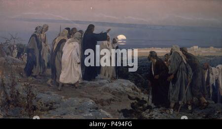 JESUS BENDICIENDO AL PUEBLO-FLEVIT SUPER ILLAM. Autor: Enrique Simonet (1866-1927). Ort: MUSEUM DER BILDENDEN KÜNSTE, Malaga, Spanien. Stockfoto