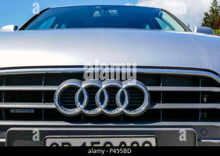 Audi, Deutsche auto Abzeichen, mit emission Skandal verwickelt Stockfoto