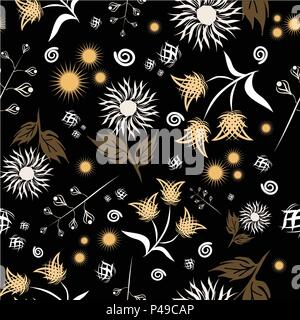 Die nahtlose Vektor floralen Muster. Moderne abstrakte farbenfrohe Stil. Hand gezeichnet, - Lager. Hintergrund oder Tapeten, Muster für Stoff- oder Textil. Stock Vektor