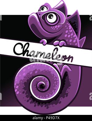 Grüne Chamäleon Abbildung auf weißem Hintergrund. das Logo eines lustigen Chamäleon. Stock Vektor