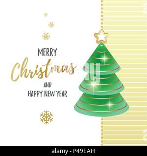 Frohe Weihnachten und guten Rutsch ins neue Jahr. Grußkarte mit abstrakter Weihnachtsbaum. Vector Illustration. Stock Vektor