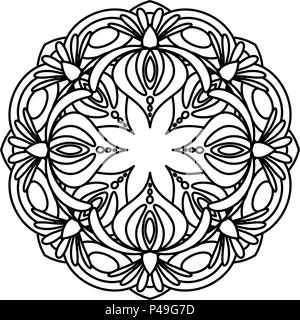 Blume mandala Vector Illustration. Nach Färbung Seite. Kreisförmige abstrakt floral orientalische Muster, Vintage dekorative Elemente. Auf weissem Hintergrund Stock Vektor