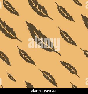 Vector Abbildung: Braune Blätter nahtlose Muster. Flat beige Hintergrund. Moderne Stimmung und Farben Stock Vektor