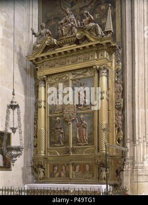 RELICARIO RETABLO DE SANTIAGO-1630. Autor: Alonso de Mena (1587-1646). Lage: CATEDRAL - Capilla Real - INTERIEUR, Granada, Spanien. Stockfoto