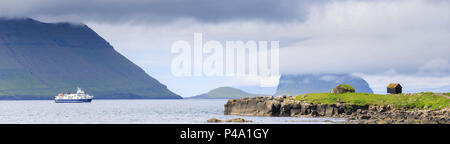 Panoramablick von Kirkjubour, Streymoy Island, Färöer, Dänemark Stockfoto