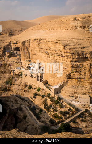 St. George im orthodoxen Kloster oder Kloster St. Georg von Choziba, Wadi Qelt, Judäische Wüste, West Bank, Palästina Stockfoto