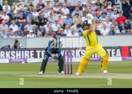 Donnerstag, 21 Juni 2018, Emerald Emirate Riverside, Chester-le-Street, 4. ODI Royal London eintägiger Serie England v Australia; Travis Leiter Australien dauert 61 läuft Stockfoto