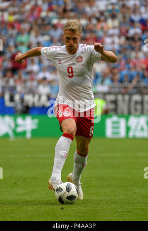 Samara Arena, Samara, Russland. 21 Juni, 2018. FIFA Fußball-WM, Gruppe C in Dänemark und Australien; Nicolai Jorgensen von Dänemark Credit: Aktion plus Sport/Alamy leben Nachrichten Stockfoto